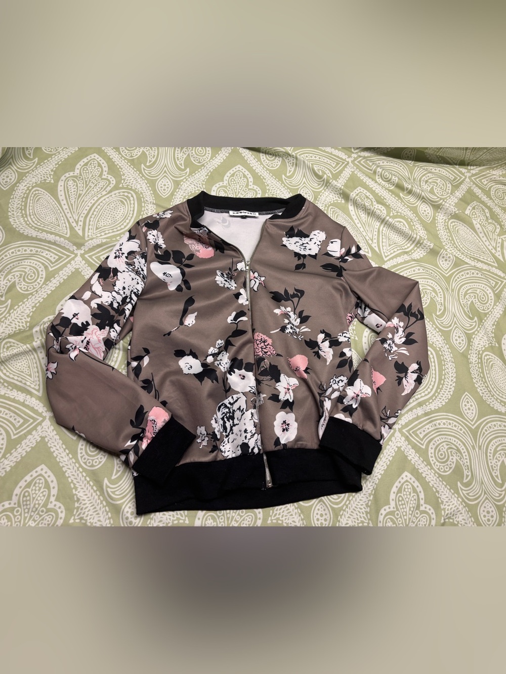 ⚛️Floral Bomber Jacket with Black Trim